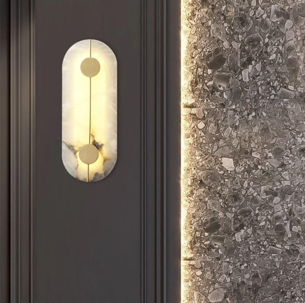 Настінний світильник Stone sconce бронзовий мармур довжина 42 см