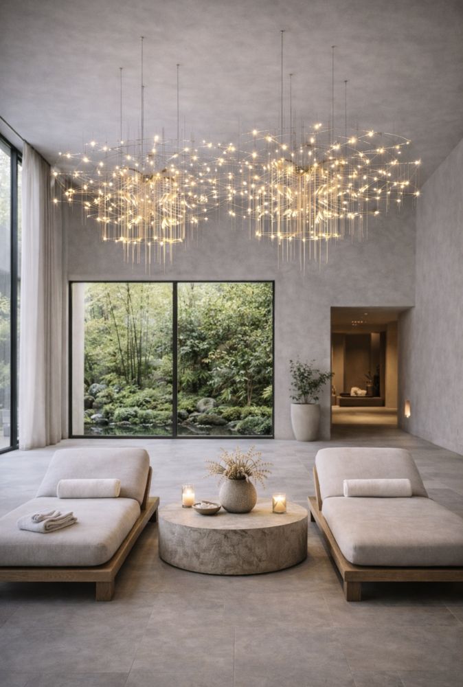 Срібна LED-люстра Ø 80 см MJ200-950*600*600 Titanium