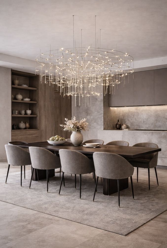 Срібна LED-люстра Ø 80 см MJ200-950*600*600 Titanium