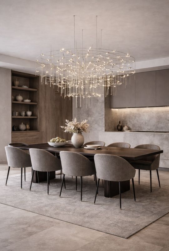 Срібна LED-люстра Ø 80 см MJ200-950*600*600 Titanium