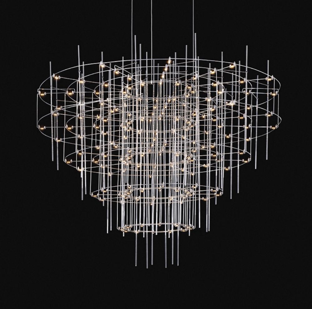 Срібна LED-люстра Ø 80 см MJ200-950*600*600 Titanium