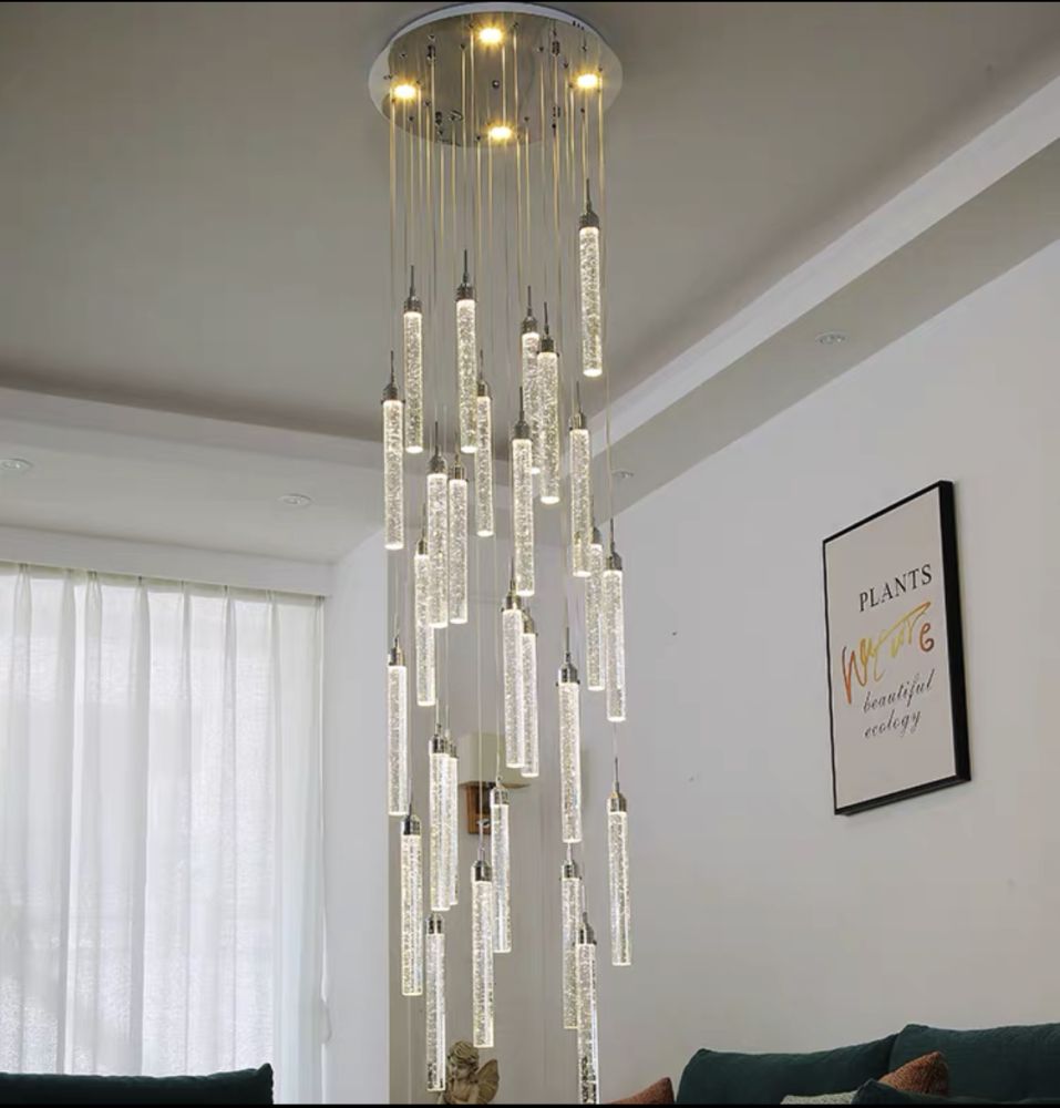 Тросова серія люстр Tube Led Long Lamp в хромованому кольорі