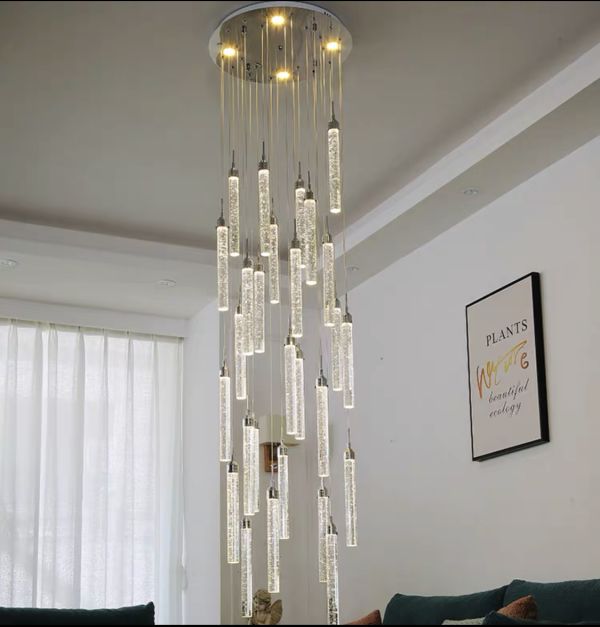 Тросова серія люстр Tube Led Long Lamp в хромованому кольорі