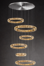 Каскадна срібляста люстра Aether Rings на 220 ват на 6 підвісах отпуск 300 см