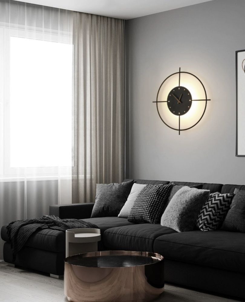 Світлодіодне бра-годинник Clock Lamp чорного кольору