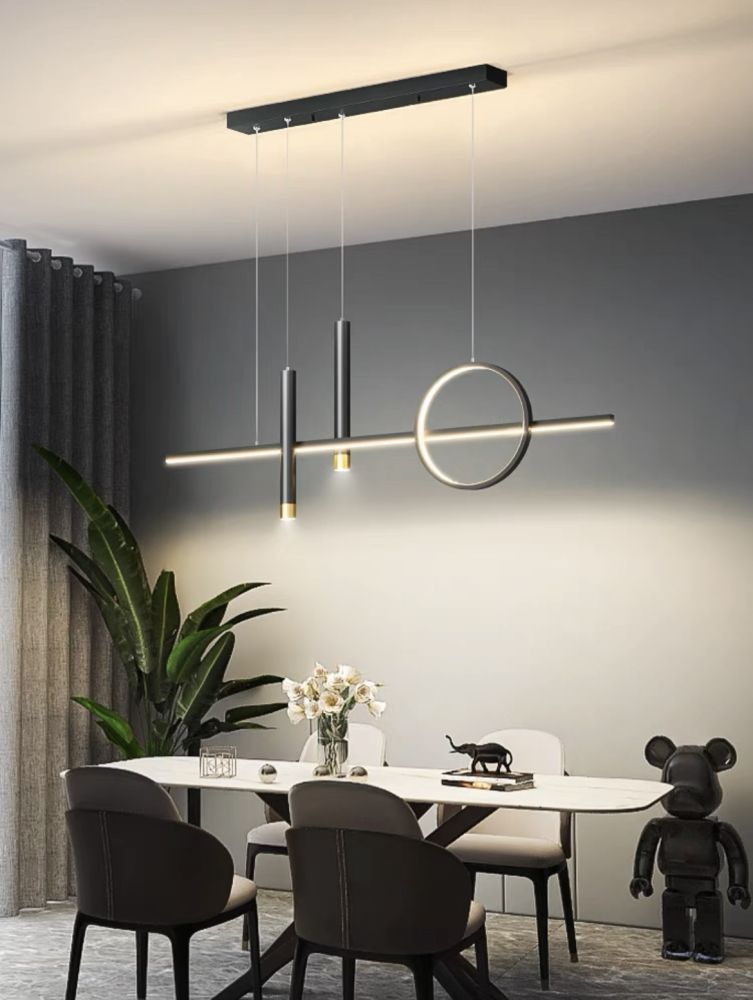 Видовжена чорна люстра Spiry led tubus lamp із 2-ма спотами