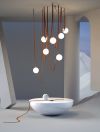 Підвісна люстра Hanging Bubbles з текстильних канатів у коричневому кольорі 7 ламп