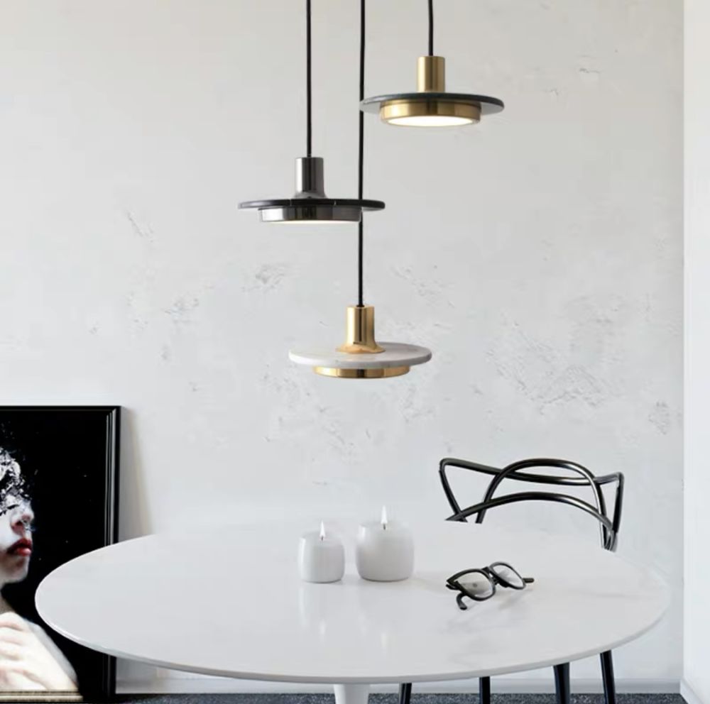 Підвіс Led на 15 ват Marble Lamp натуральний білий мармур і бронзовий метал