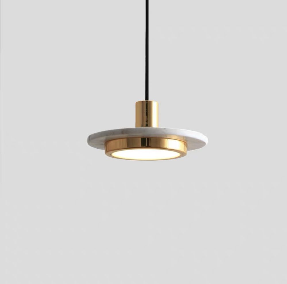 Підвіс Led на 15 ват Marble Lamp натуральний білий мармур і бронзовий метал