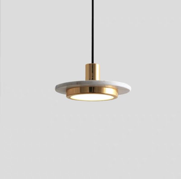 Підвіс Led на 15 ват Marble Lamp натуральний білий мармур і бронзовий метал