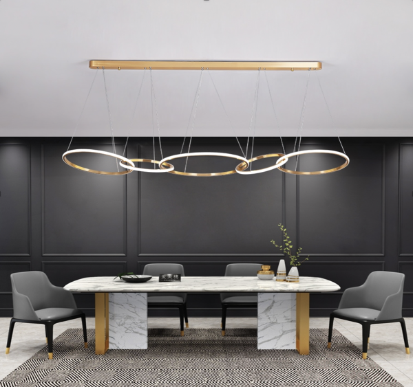 Люстра Chain Gold Lamp в золотому кольорі з вбудованим модулем led на 65 ват