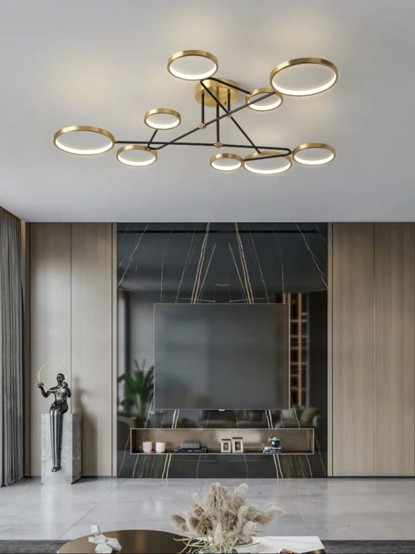 Cвітлодіодна потолочна люстра Fancy Led lamp в золотому кольорі 55W