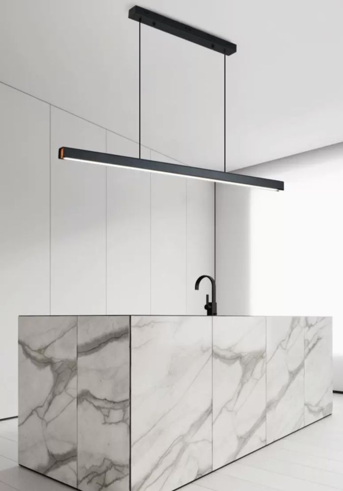 Видовжена на тросах люстра Line Led lamp в чорному кольорі