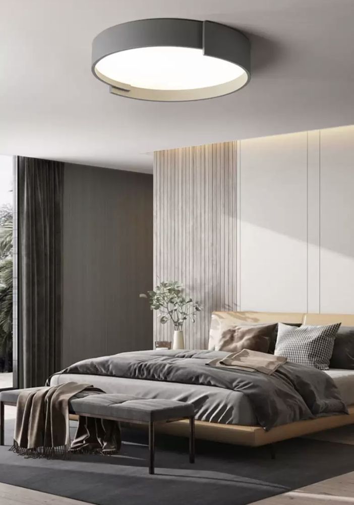Cвітлодіодна потолочна люстра Circle Moony led lamp в сірому кольорі 25W