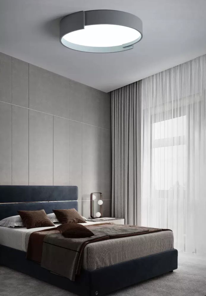 Cвітлодіодна потолочна люстра Circle Moony led lamp в сірому кольорі 25W