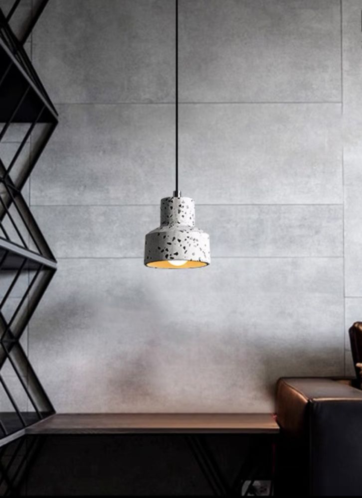 Підвісний світильник з каменю у білому корпусі Concrete – Stone