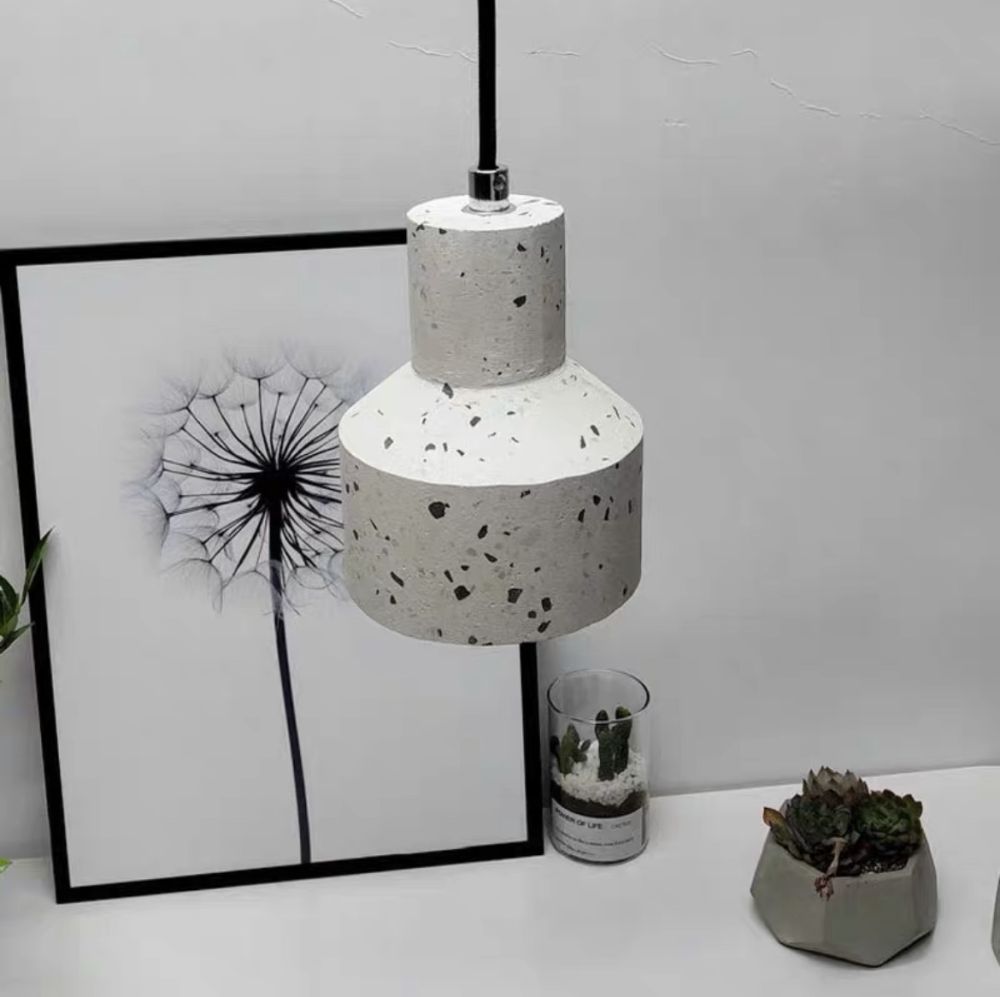 Підвісний світильник з каменю у білому корпусі Concrete – Stone