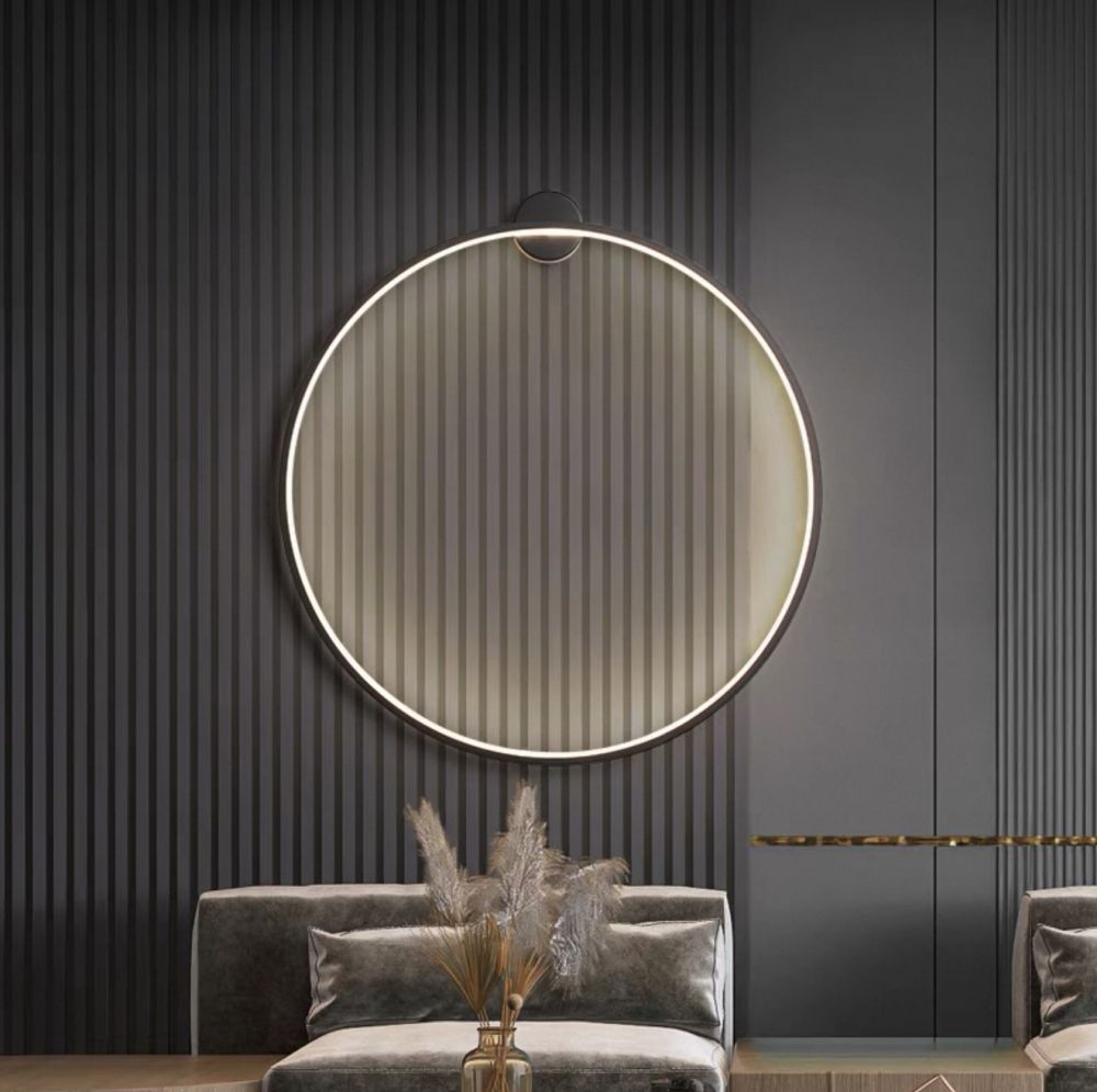 Настінний чорний світильник Round Led Black Ø 100 см