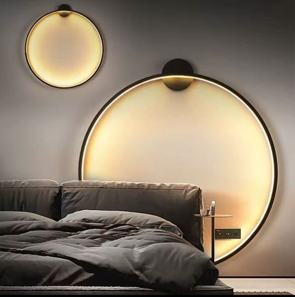 Настінний чорний світильник Round Led Black Ø 60 см