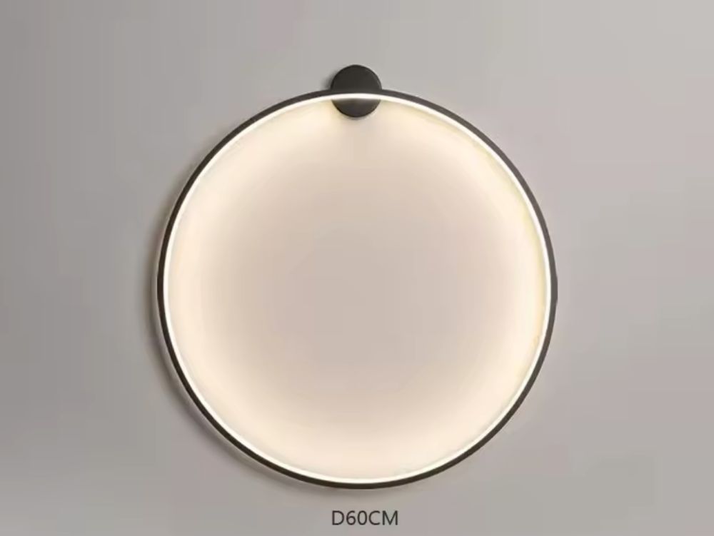 Настінний чорний світильник Round Led Black Ø 80 см