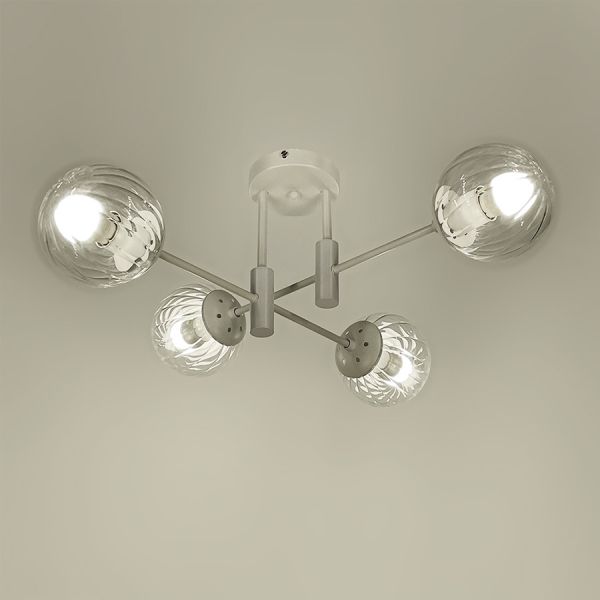 Стельова люстра із прозорими 4 плафонами 51797/4 WT+CL в білому корпусі