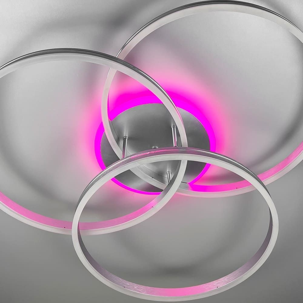 LED світильник білий на 3 кільця з RGB у сірому корпусі  80 см