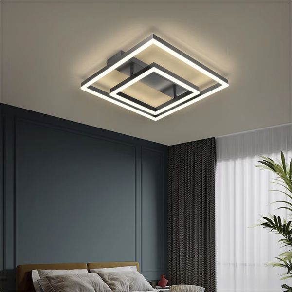 Сучасний LED-світильник у чорному корпусі із двох квадратів 50х50 см