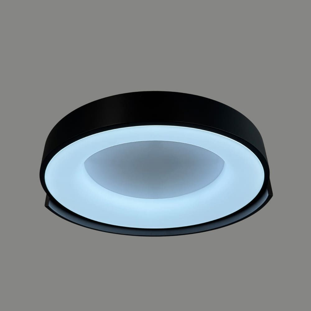 Стельовий LED-світильник у чорному корпусі на три режими Ø50х12 см 1906C-500 BK