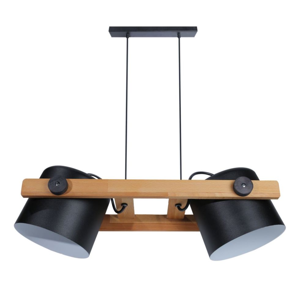 Світильник чорний підвісний люстра Urban Wood Ø 50 см E27x2 натуральне дерево і метал