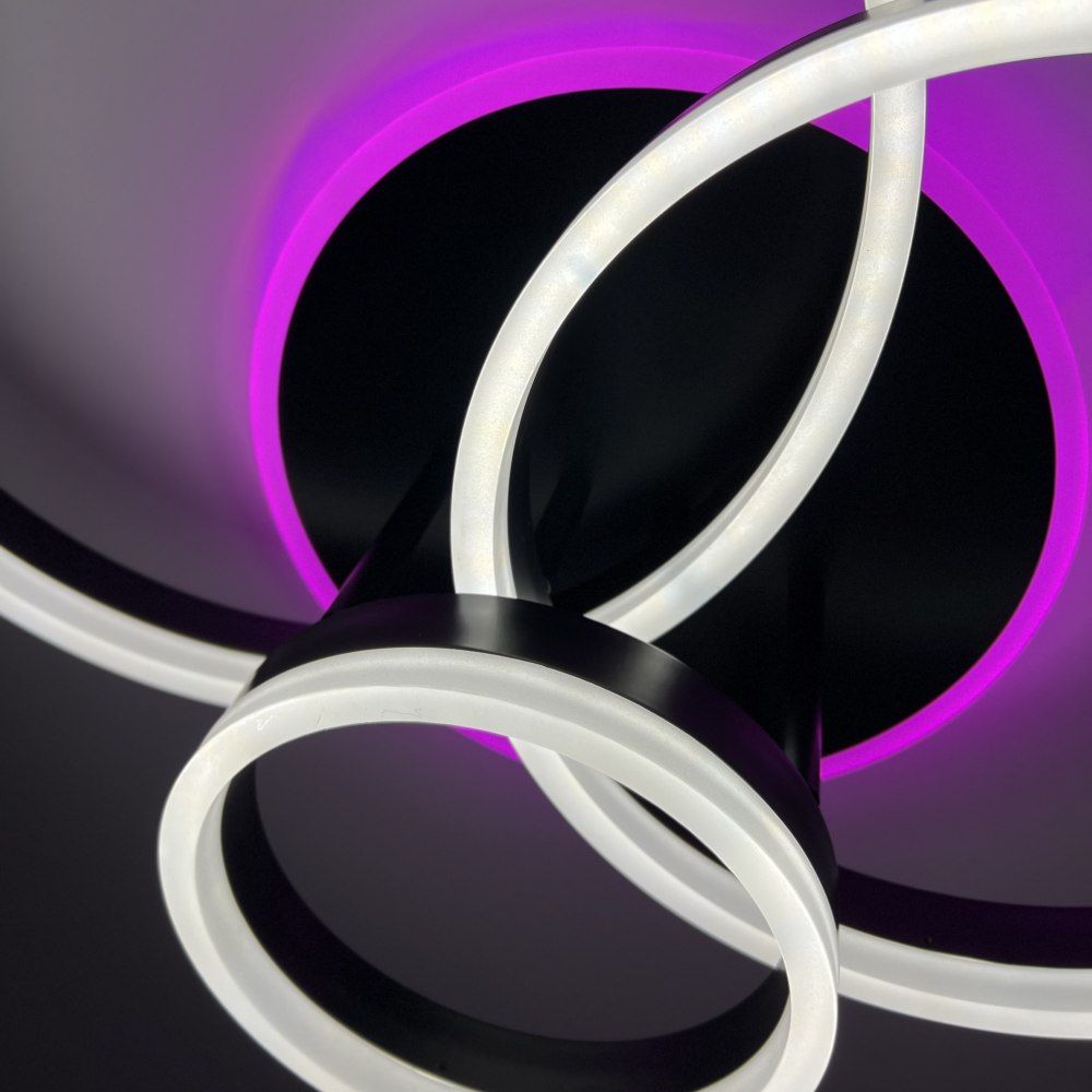 Стельова з пультом світлодіодна люстра GENNY ROUND RGB 80W 4R чорна