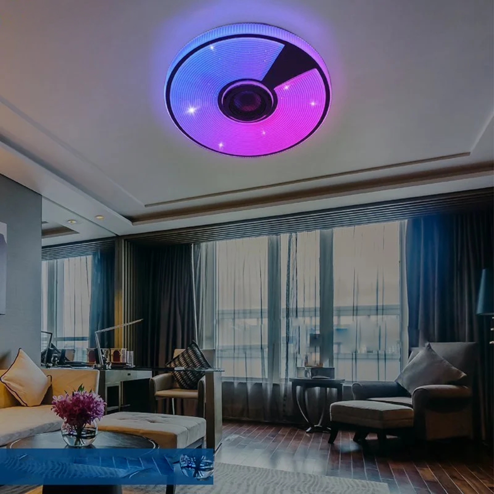 Музична світлодіодна люстра з пультом та мобільним додатком+ блютузом RGB 40W