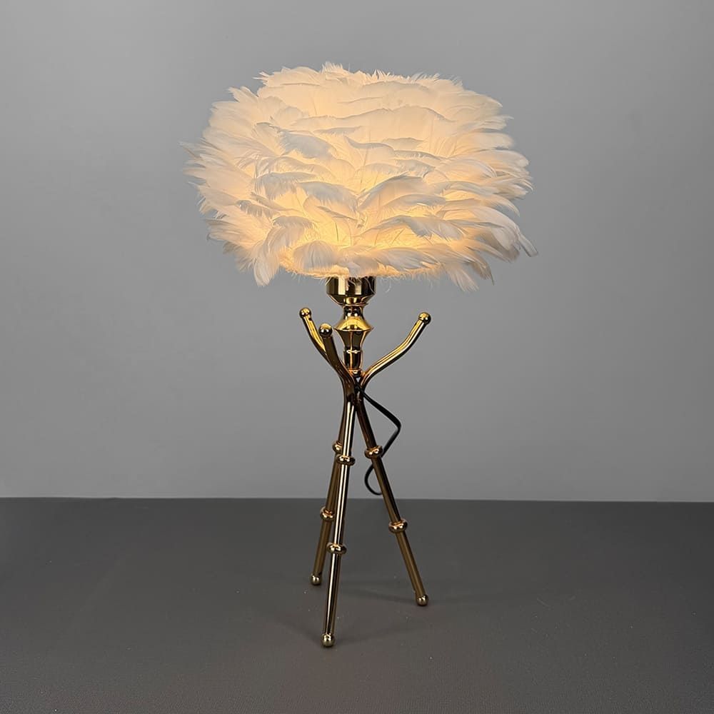 Настільна золота лампа із білим пір’ям 50 см TAS136A-330 WT