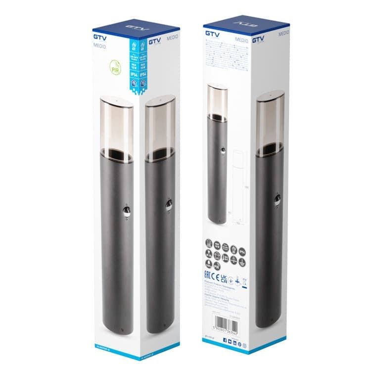 Світильник садовий з датчиком руху MEDIO-P E27 IP54 50 см графіт OS-MEDP50P-30