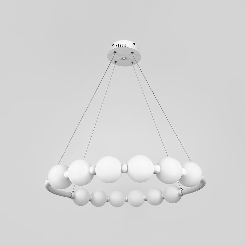 Біла люстра Nordic Pearl з плафонами-перлинками Ø 60 см SG33-600 WT