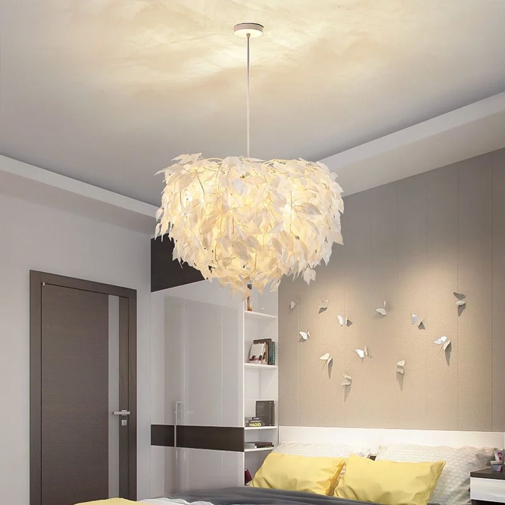 Підвісна біла люстра у флористичних мотивах D110 СМ MJ 185-110