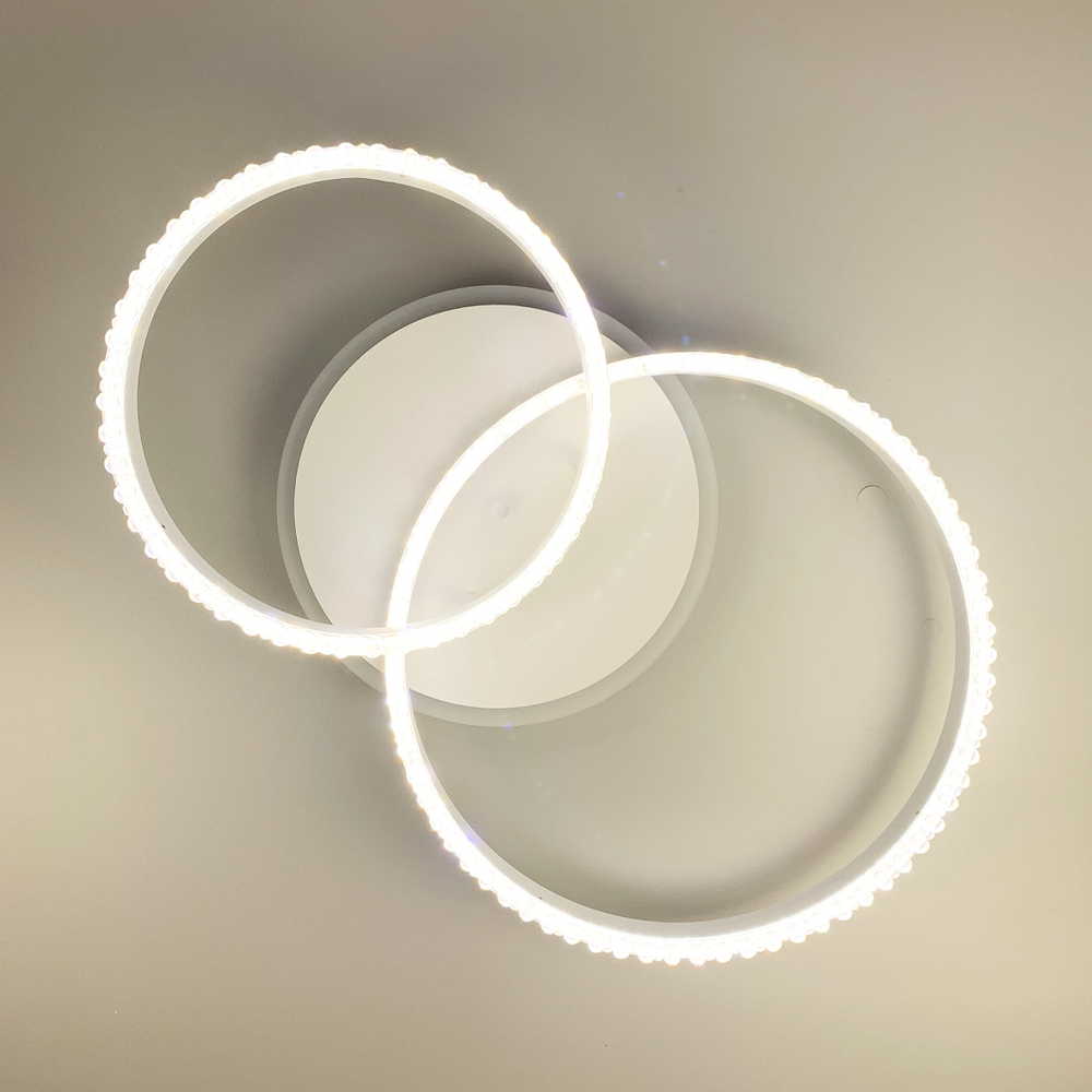 LED люстра на 2 кільця білого кольору з фурнітурою хром А 55061/2В RGB WT