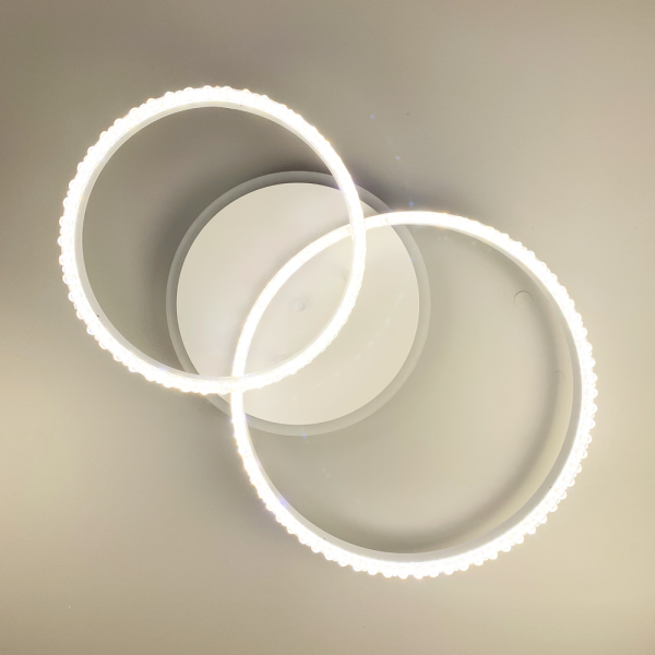 LED люстра на 2 кільця білого кольору з фурнітурою хром А 55061/2В RGB WT