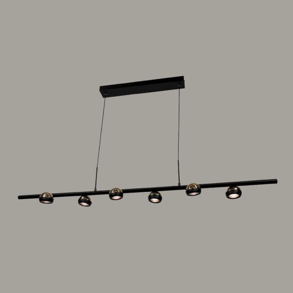 Підвісна Led люстра з 6 плафонами у чорному видовженому корпусі 120 см ZL2393/6B L