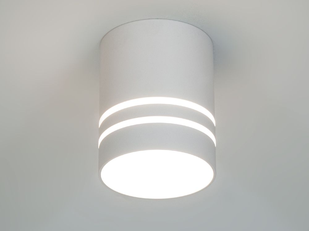 Циліндричний накладний точковий світильник на гіпсокартонну стелю 160D-27-WH