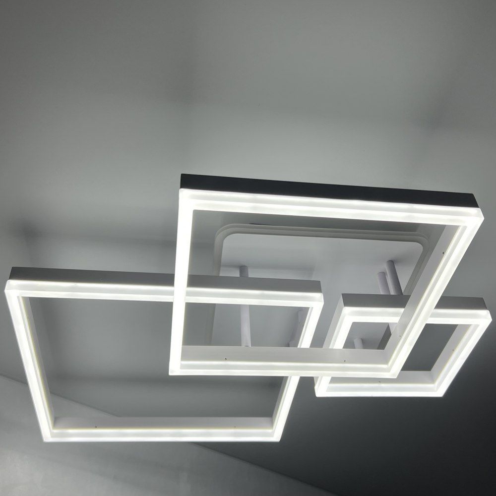 Стельова з пультом світлодіодна люстра GENNY SQUARE RGB 105W 4S біла