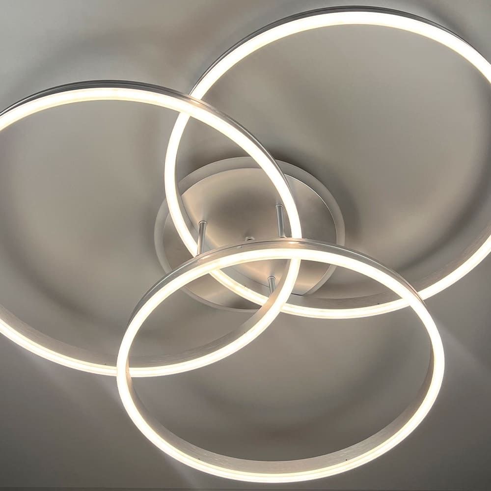 LED світильник білий на 3 кільця з RGB у сірому корпусі  80 см