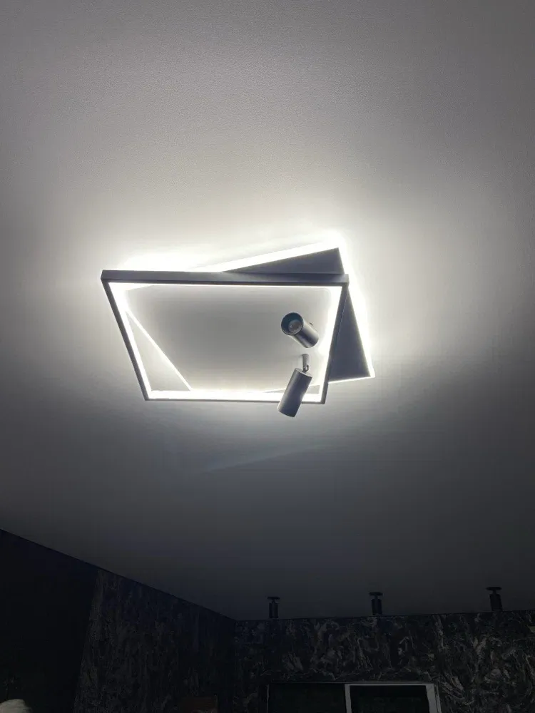 Люстра світлодіодна чорно-біла з пультом та 2 спотами GEOMETRIA 100W 2S