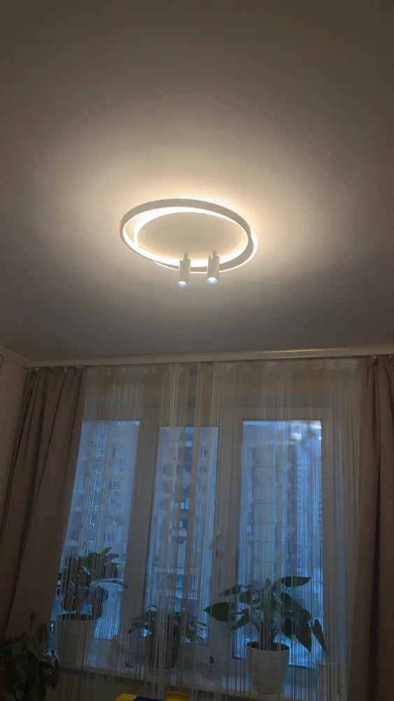 Люстра світлодіодна кругла чорно-біла з пультом та 2 спотами GEOMETRIA 100W 2R
