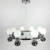 Підвісна срібна кільцева люстра з плафонами