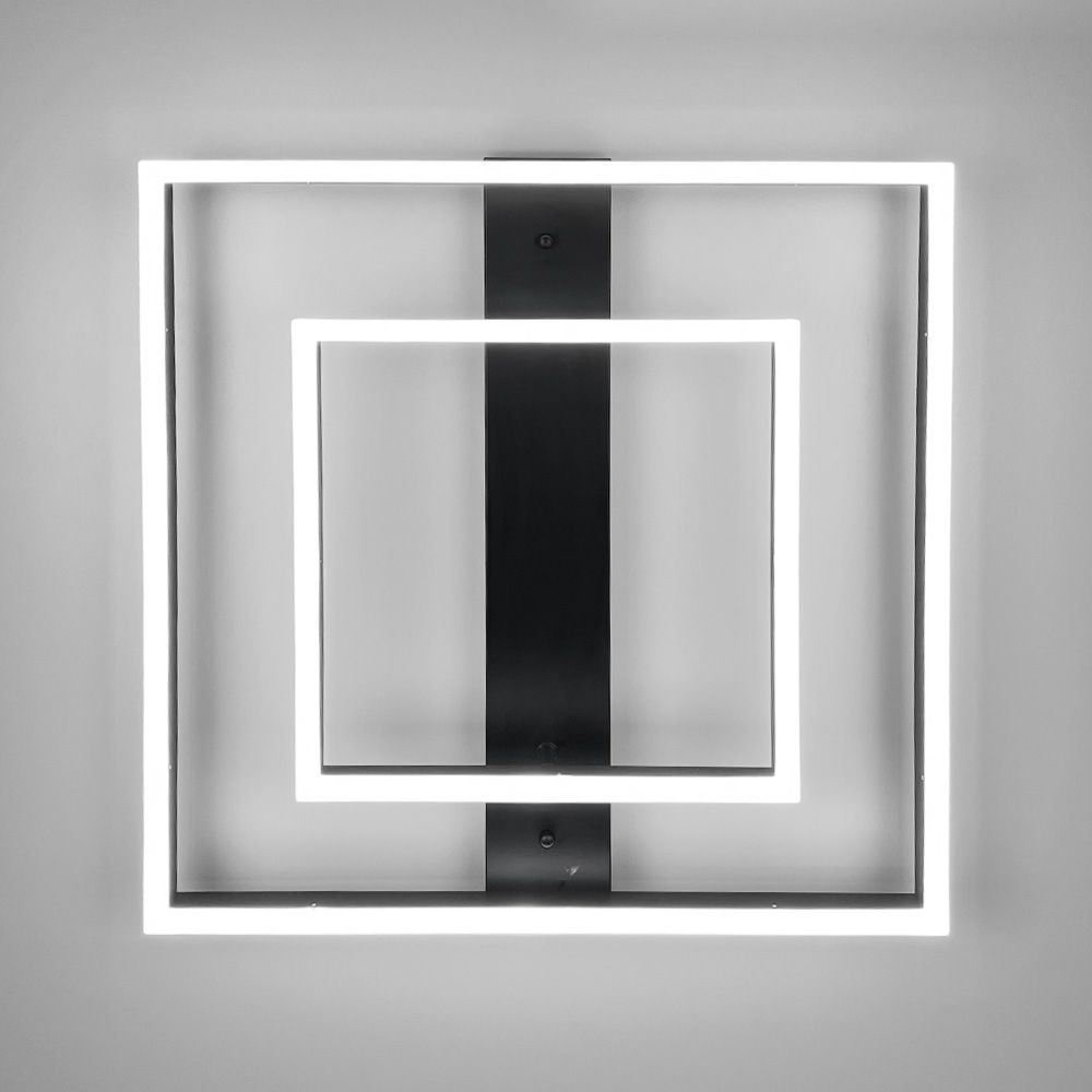 Сучасний LED-світильник у чорному корпусі із двох квадратів 50х50 см