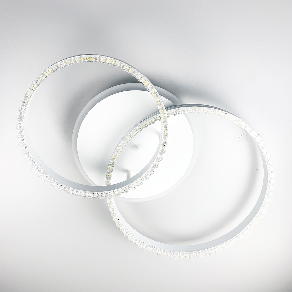 LED люстра на 2 кільця білого кольору з фурнітурою хром А 55061/2В RGB WT
