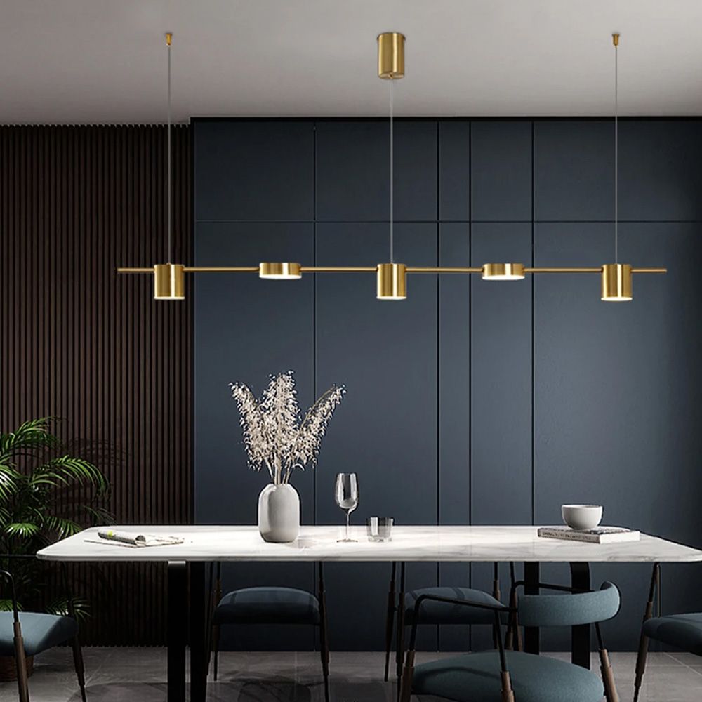 Чорна лінійна LED люстра LUMINA LUX MJ 117/5 AB латунь