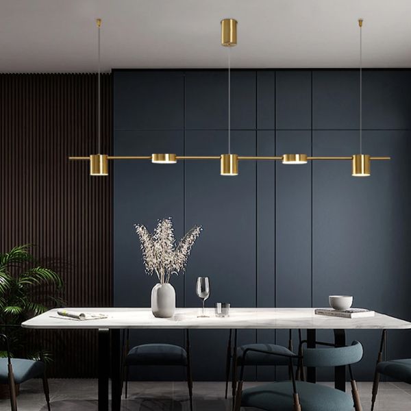 Чорна лінійна LED люстра LUMINA LUX MJ 117/5 AB латунь