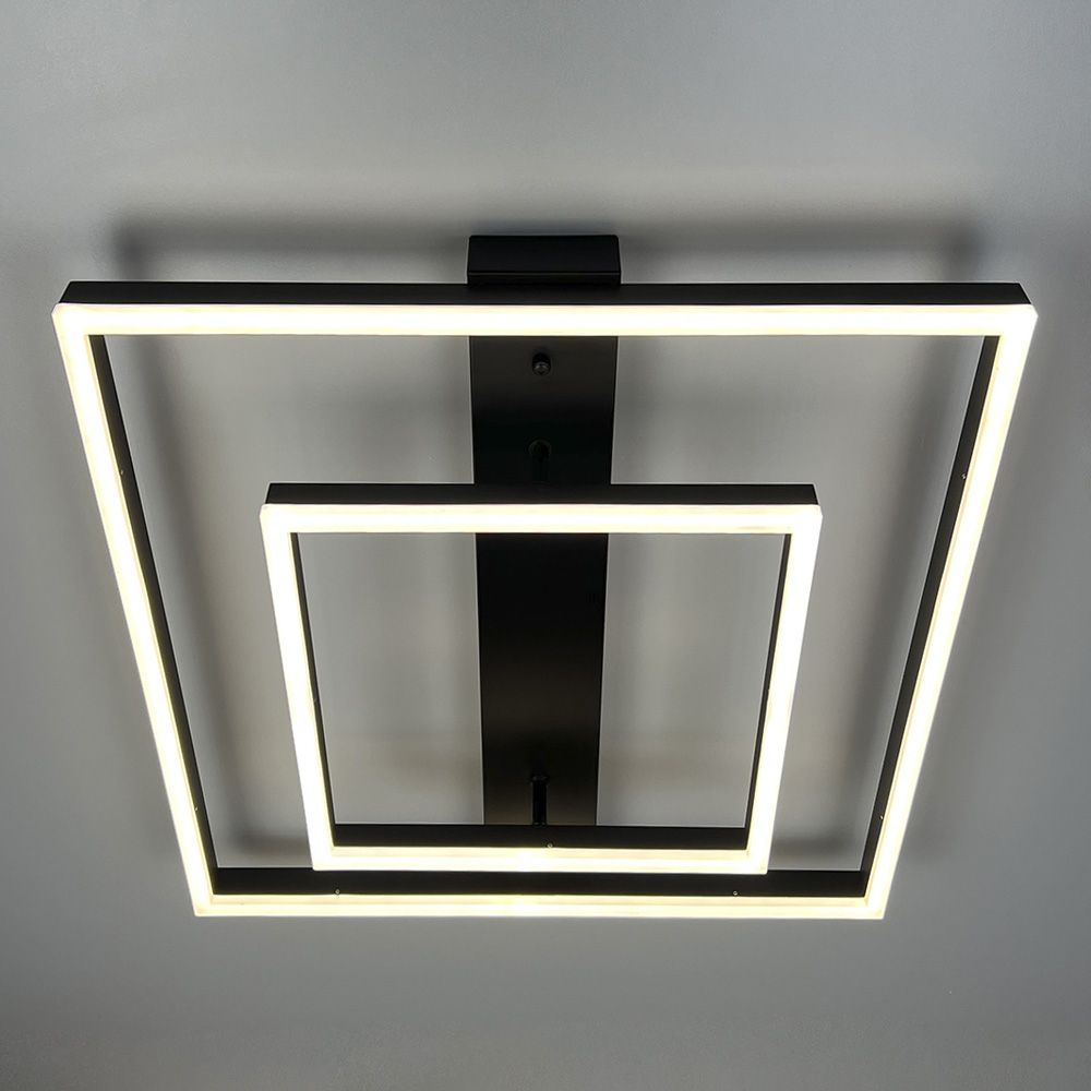 Сучасний LED-світильник у чорному корпусі із двох квадратів 50х50 см