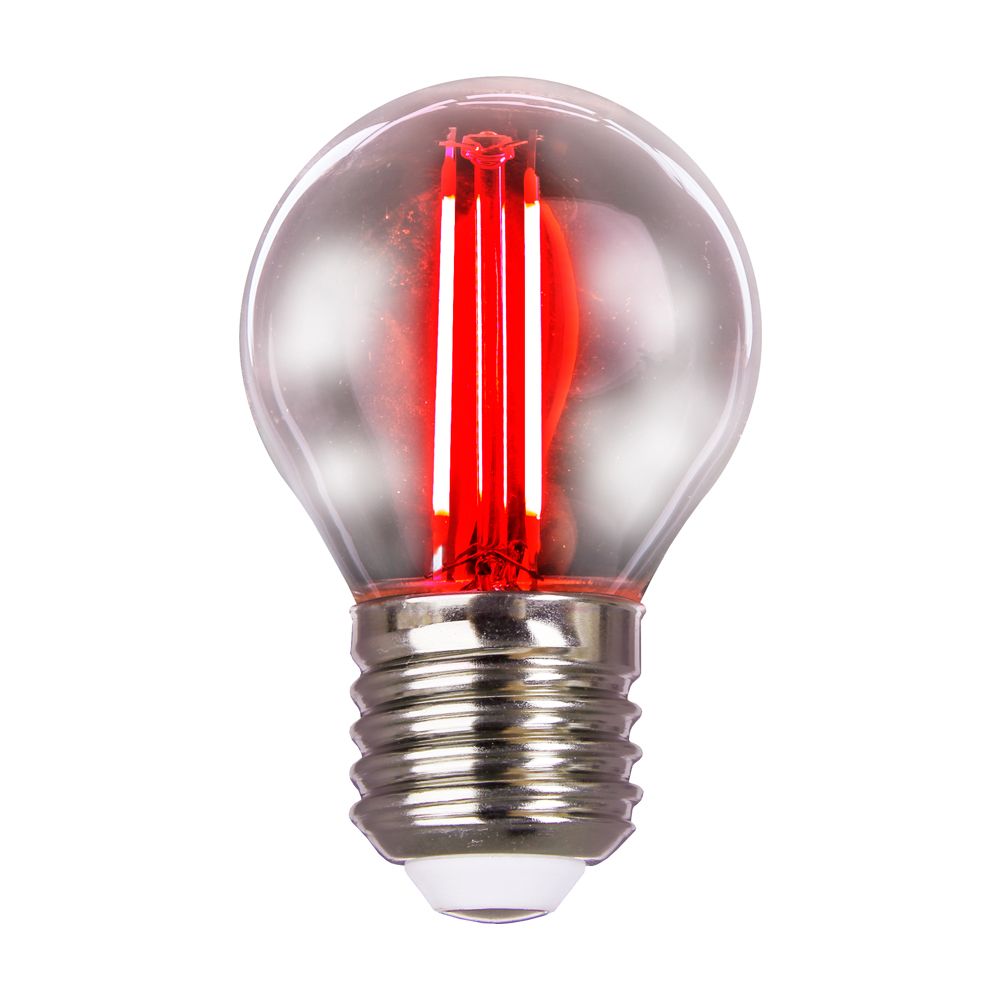 Led лампа FILAMENT G45  2W, цоколь E27, червоний